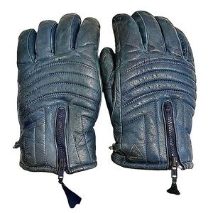 Saranac Vintage Men's Blue Leather Ski Gloves Size Medium